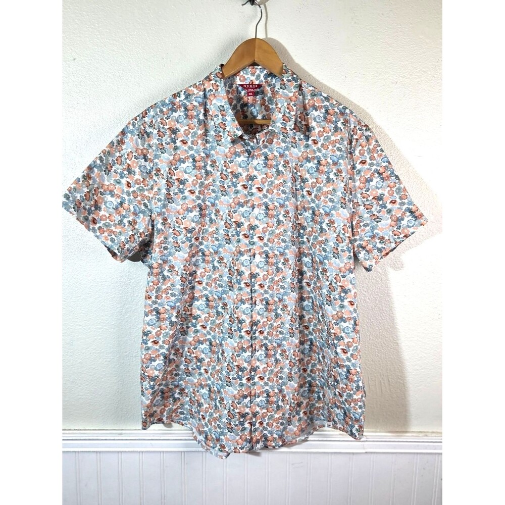 Guess Los Angeles Floral Button Up Shirt Men’s XXL Short Sleeve Cotton Beach